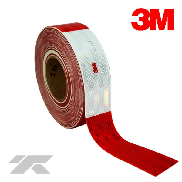 Cinta Reflectiva 3M 2"x45.7m Rojo/Blanco