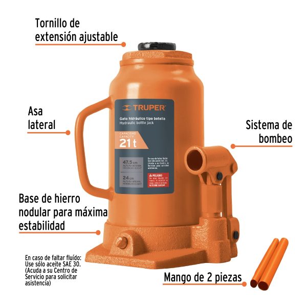 Gata Tipo Botella 21Tn Hidráulica Truper - Imagen 3