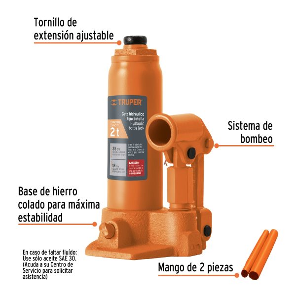 Gata Tipo Botella 2Tn Hidráulica Truper - Imagen 3