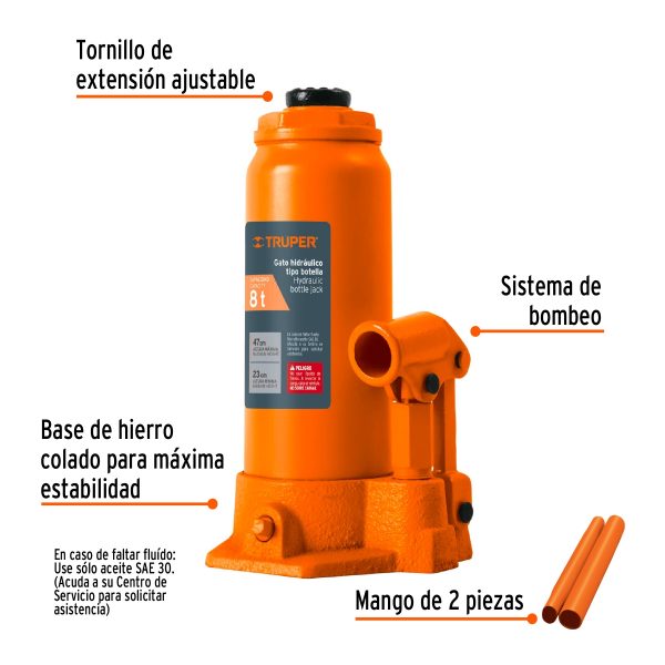 Gata Tipo Botella 8Tn Hidráulica Truper - Imagen 3