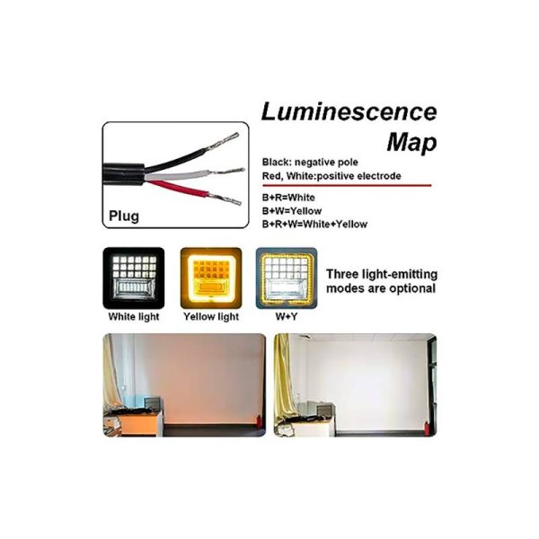 Faro Pirata Cuadrado LED-42'' 12V-24V 6500 K 126W Rojo - Imagen 2