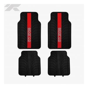 Piso Sparco Pvc Para Auto Camioneta 4pcs Rojo